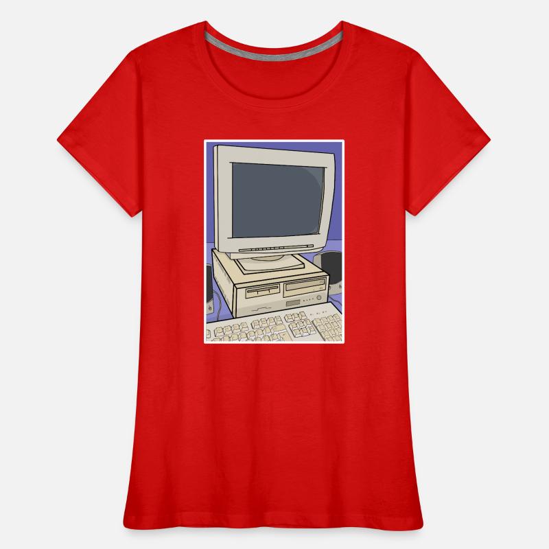 Retro Computer Desktop Setup Women's Premium Organic T-Shirt