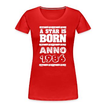 1986 - T-shirt bio Premium Femme - rouge - Devant - Mia (176cm)
