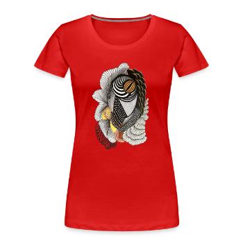 Geometric line drawing with scale pattern - Women's Premium Organic T-Shirt - red - Front - Mia (176cm)