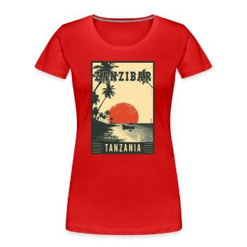 Discover Tropical Zanzibar in Tanzania - Frauen Premium Bio T-Shirt - Rot - Vorne - Mia (176cm)