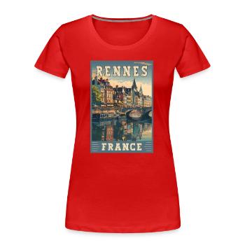 Entdecken Sie Rennes in Frankreich – eine charmante französische Stadt - Frauen Premium Bio T-Shirt - Rot - Vorne - Mia (176cm)