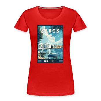 Experience Paros In Greece Mediterranean Paradise - Women's Premium Organic T-Shirt - red - Front - Mia (176cm)