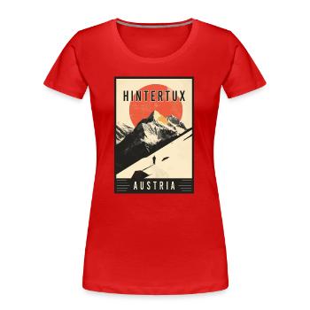 Découvrez le village alpin de Hintertux en Autriche - T-shirt bio Premium Femme - rouge - Devant - Mia (176cm)