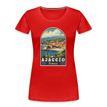 Découvrez Ajaccio en France Paradis méditerranéen - T-shirt bio Premium Femme - rouge - Devant - Mia (176cm)