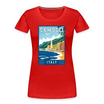 Discover Charming Camogli in Italy - Women's Premium Organic T-Shirt - red - Front - Mia (176cm)