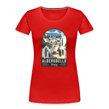 Discover Alberobello's Trulli Magic in Italy - Women's Premium Organic T-Shirt - red - Front - Mia (176cm)
