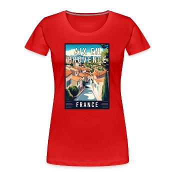 Experience Charming Aix-en-Provence in France - Women's Premium Organic T-Shirt - red - Front - Mia (176cm)