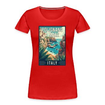 Discover Coastal Splendor Polignano a Mare Italy - Women's Premium Organic T-Shirt - red - Front - Mia (176cm)