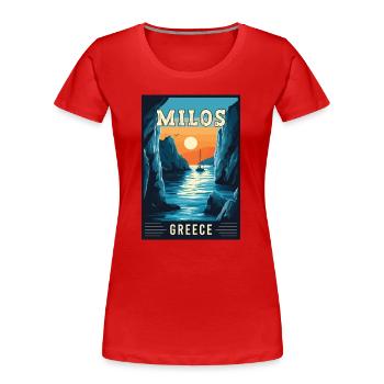 Explore Breathtaking Beauty of Milos in Greece - Women's Premium Organic T-Shirt - red - Front - Mia (176cm)