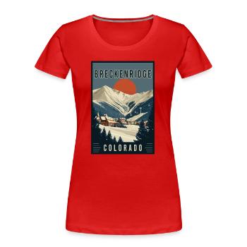 Entdecken Sie die Landschaft von Breckenridge in Colorado - Frauen Premium Bio T-Shirt - Rot - Vorne - Mia (176cm)