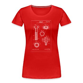 Bolt Blueprint Patent Diagram - Women's Premium Organic T-Shirt - red - Front - Mia (176cm)