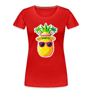 Ambiance ensoleillée de l’île à l’Ananas - T-shirt bio Premium Femme - rouge - Devant - Mia (176cm)