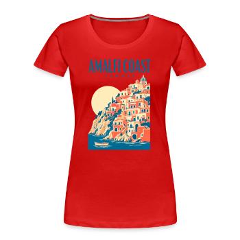 Design de voyage de vacances d’été en Italie sur la côte amalfitaine - T-shirt bio Premium Femme - rouge - Devant - Mia (176cm)