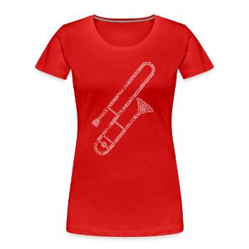 Trombone Word Art - Marching Band Player Gift - Women's Premium Organic T-Shirt - red - Front - Mia (176cm)
