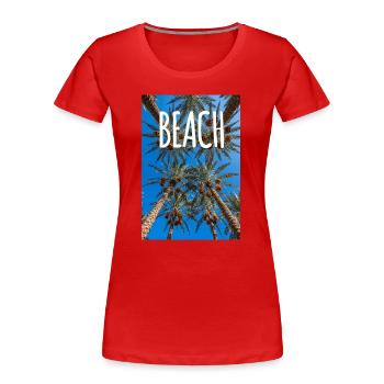Dattel Palmen Strand - Frauen Premium Bio T-Shirt - Rot - Vorne - Mia (176cm)