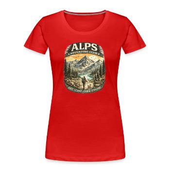 Alps Adventure Patch Mountains - Frauen Premium Bio T-Shirt - Rot - Vorne - Mia (176cm)