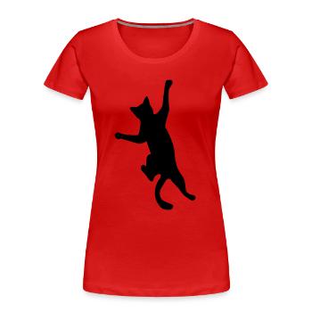 Cat Katze - Frauen Premium Bio T-Shirt - Rot - Vorne - Mia (176cm)