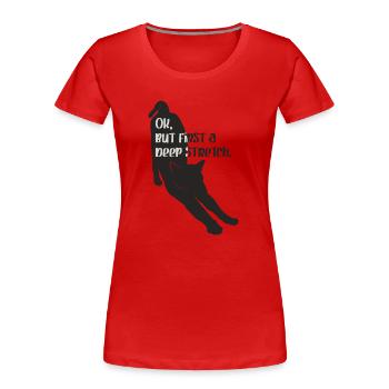 Yoga du chat « étirement profond » - T-shirt bio Premium Femme - rouge - Devant - Mia (176cm)