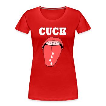 cuckold cuck zunge - Frauen Premium Bio T-Shirt - Rot - Vorne - Mia (176cm)