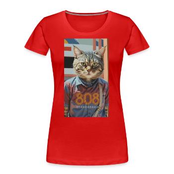 Asian 808Cat - Frauen Premium Bio T-Shirt - Rot - Vorne - Mia (176cm)
