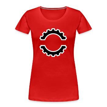 EBM Logo 5 - Frauen Premium Bio T-Shirt - Rot - Vorne - Mia (176cm)