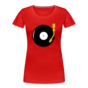 Schallplatte - DJ - Turntable - Frauen Premium Bio T-Shirt - Rot - Vorne - Mia (176cm)