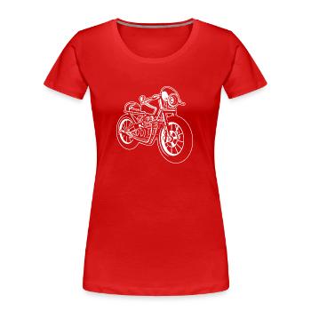 Cafe Racer Motorrad 01_weiß - Frauen Premium Bio T-Shirt - Rot - Vorne - Mia (176cm)