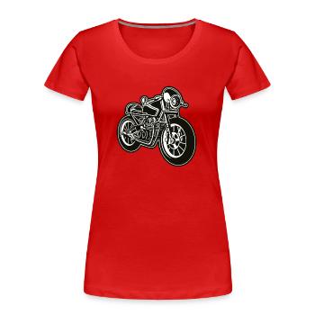 Cafe Racer Motorrad 01_schwarz weiß - Frauen Premium Bio T-Shirt - Rot - Vorne - Mia (176cm)