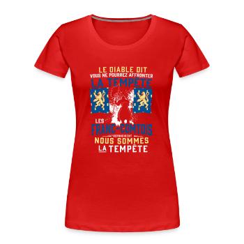 Tempête Franc-Comtois - T-shirt bio Premium Femme - rouge - Devant - Mia (176cm)