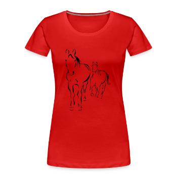 chevau - T-shirt bio Premium Femme - rouge - Devant - Mia (176cm)