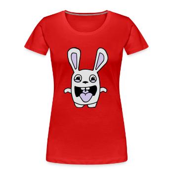 dessin lapin mignon débile style BD cartoon fun - T-shirt bio Premium Femme - rouge - Devant - Mia (176cm)