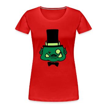 gesicht sir herr gentlemen zylinder hut stock flie - Frauen Premium Bio T-Shirt - Rot - Vorne - Mia (176cm)