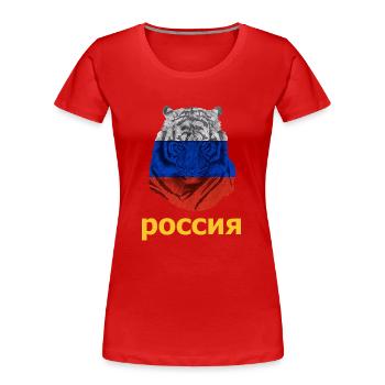 Russischer Tiger in Russland Flagge Russisch stark - Frauen Premium Bio T-Shirt - Rot - Vorne - Mia (176cm)