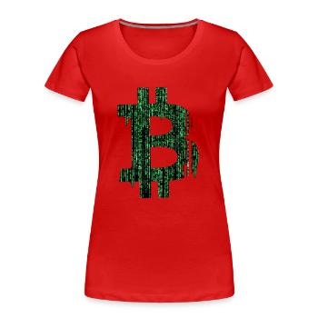 Bitcoin Matrix - Frauen Premium Bio T-Shirt - Rot - Vorne - Mia (176cm)
