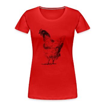 Chicken - Women's Premium Organic T-Shirt - red - Front - Mia (176cm)