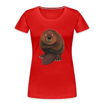 castor drôle - T-shirt bio Premium Femme - rouge - Devant - Mia (176cm)
