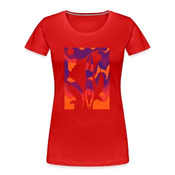 Illusion d’optique art psychédéliques formes rétro - T-shirt bio Premium Femme - rouge - Devant - Mia (176cm)