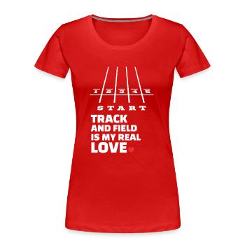 Ich Liebe Leichtathletik - Frauen Premium Bio T-Shirt - Rot - Vorne - Mia (176cm)