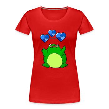Frosch Autismus Puzzle Herz - Frauen Premium Bio T-Shirt - Rot - Vorne - Mia (176cm)