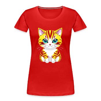 Entzückende Illustration einer blauäugigen Katze - Frauen Premium Bio T-Shirt - Rot - Vorne - Mia (176cm)