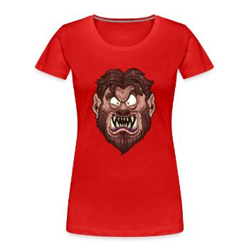 Werewolf Face - Women's Premium Organic T-Shirt - red - Front - Mia (176cm)