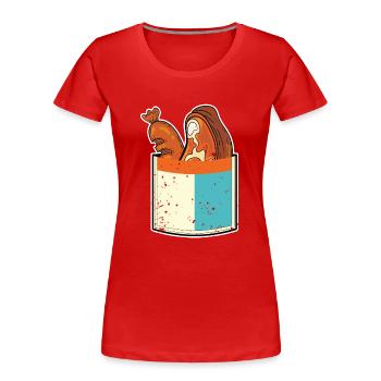 Grillparty Geschenk Fleisch Brusttasche Grillen - Frauen Premium Bio T-Shirt - Rot - Vorne - Mia (176cm)