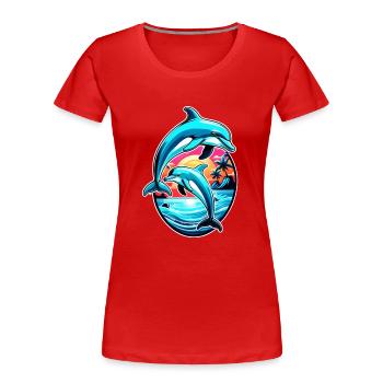 Dolphin & Ocean - Women's Premium Organic T-Shirt - red - Front - Mia (176cm)