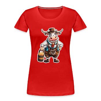 Lederhosen / Animal / Traditional costume / Tradition / Cow - Women's Premium Organic T-Shirt - red - Front - Mia (176cm)
