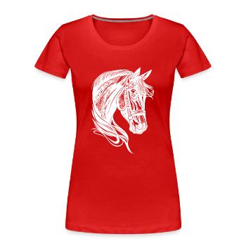 Elegantes Rassiges Pferde Porträt Tattoo - Frauen Premium Bio T-Shirt - Rot - Vorne - Mia (176cm)