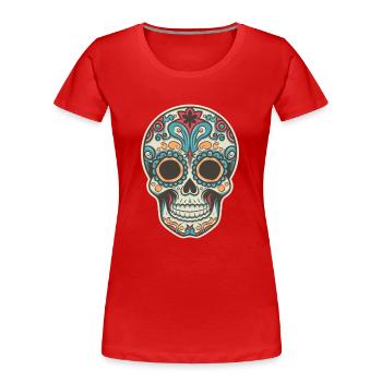 Crâne rétro 3 - T-shirt bio Premium Femme - rouge - Devant - Mia (176cm)