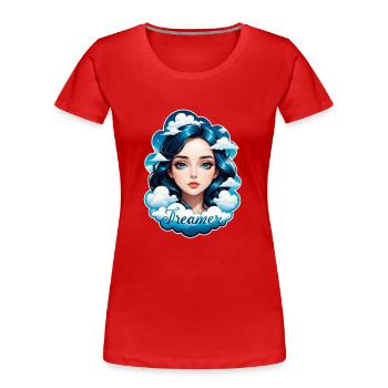 rêver - rêveur - rêveuse - rêve - rêverie - T-shirt bio Premium Femme - rouge - Devant - Mia (176cm)