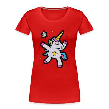 Licorne dansante Licorne Dabbing - T-shirt bio Premium Femme - rouge - Devant - Mia (176cm)
