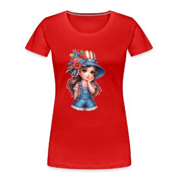 USA Girly so sweet like a Bosh - Frauen Premium Bio T-Shirt - Rot - Vorne - Mia (176cm)