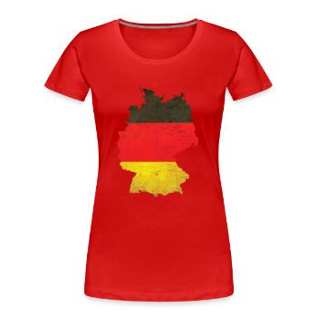 Allemagne - frontière nationale sous drapeau national - T-shirt bio Premium Femme - rouge - Devant - Mia (176cm)